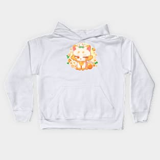 Kawaii Cat Yellow Berry Cat Adorable Pink Cat Cute Gift For Cat Lover Kids Hoodie